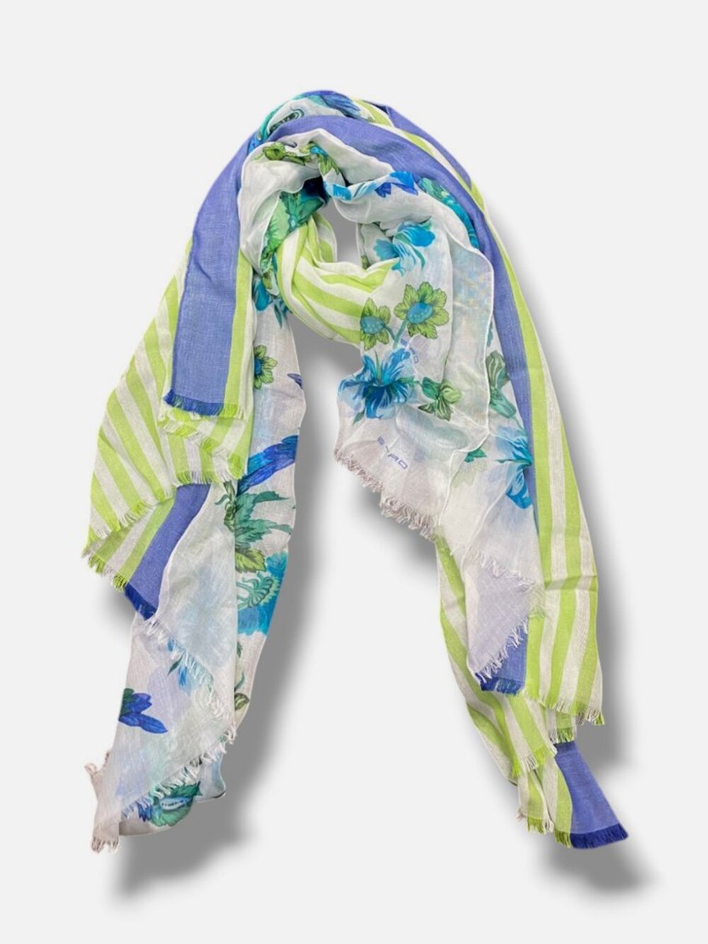Etro Women's Green Striped & Floral Print Scarf One Size